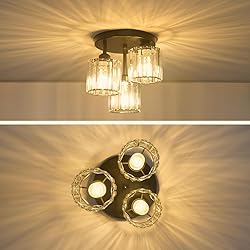 Crystal Semi Flush Mount Ceiling Light, 3-Light
