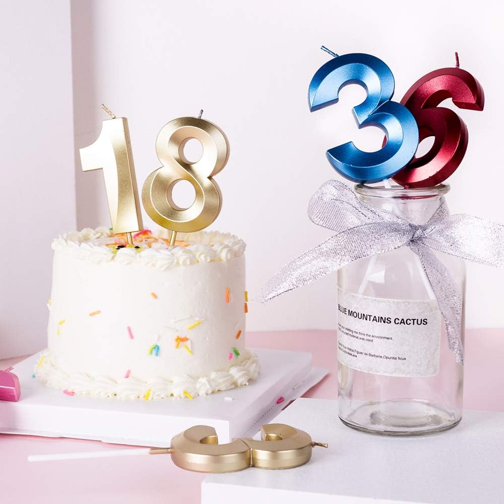 Birthday Candles Extended Big Number Candle Multicolor 3D Design Cake Topper Decoration for Any Celebration(8 Candle Blue): Home Improvement