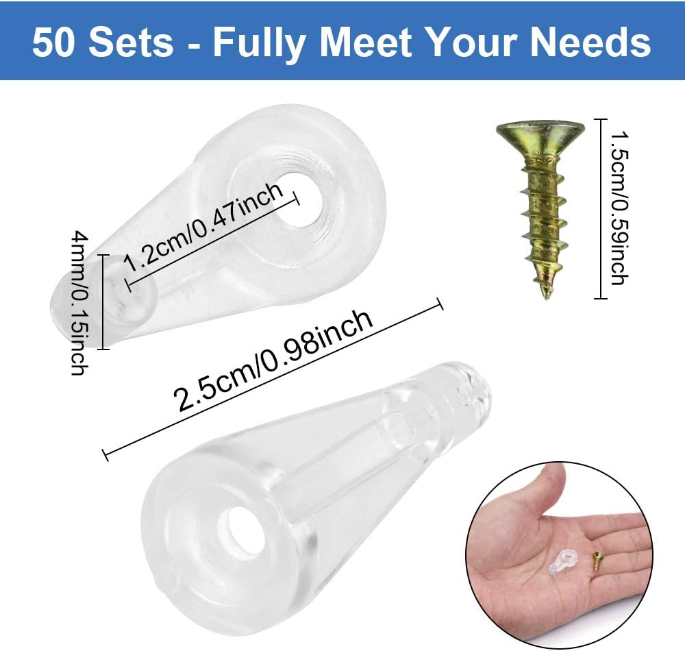 OLRWSLG 50 Pack Glass Door Retainer Clips Kit Plastic Glass Panel Clips
