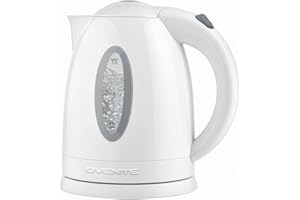 OVENTE Electric Kettle, 1.7L Fast Boiling Water Heater for Coffee or Tea, BPA Free with Water Level Gauge, Auto Shut-Off, Boil-Dry Protection, Indicator Light and Removable Filter, White KP72W