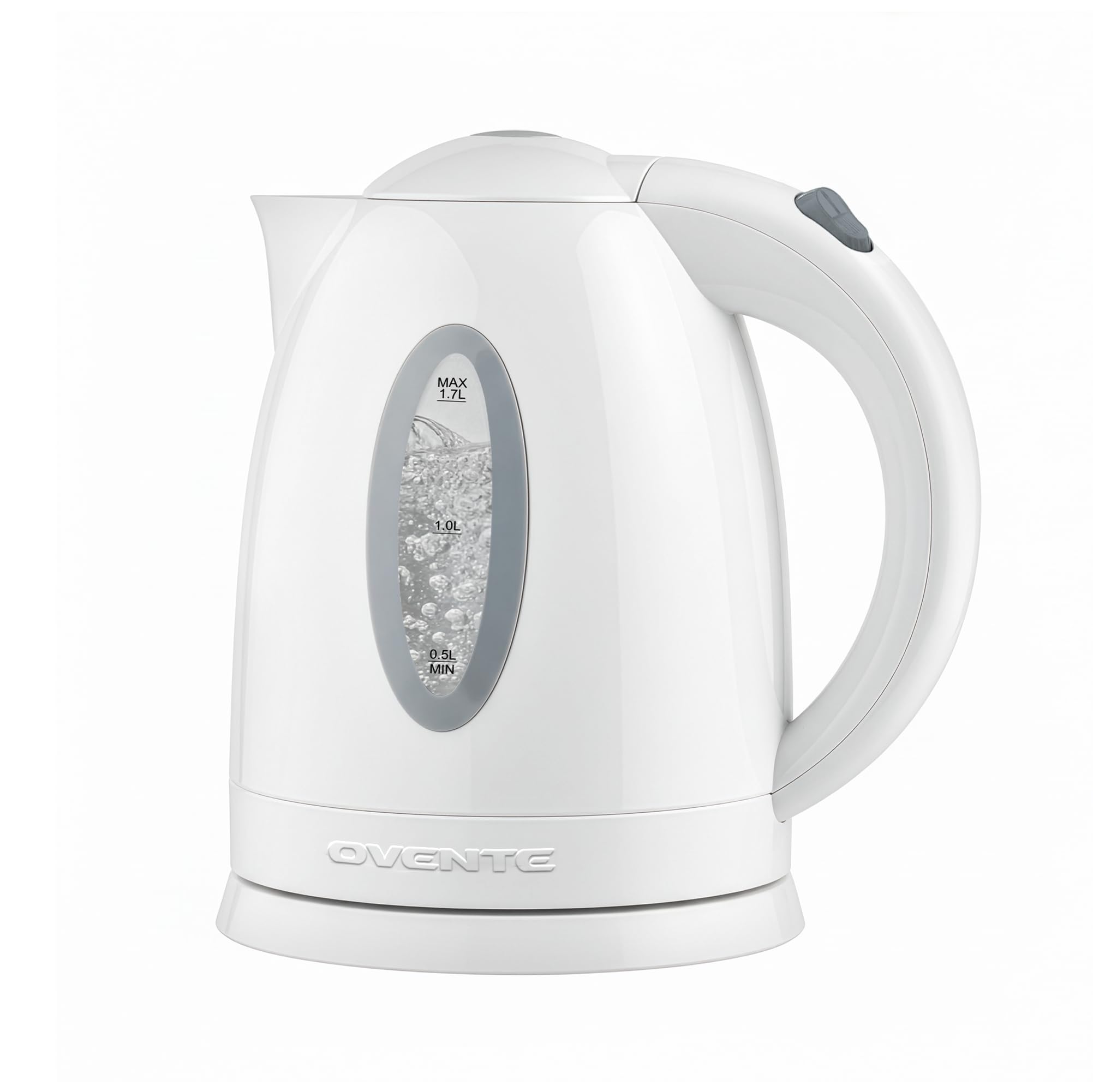 Photo 1 of ***MISSING BASE*** OVENTE Electric Kettle, 1.7L Fast Boiling Water Heater for Coffee or Tea, BPA Free with Water Level Gauge, Auto Shut-Off, Boil-Dry Protection, Indicator Light and Removable Filter, White KP72W
