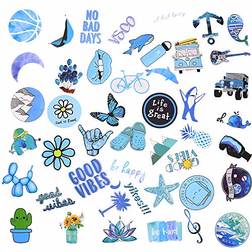 JOINBO 100 Not Repeating Blue Stylish Cute Waterproof Vsco Stickers are Essential Materials for Becoming a Vsco Girl, Suitable for Tablets, Skateboards, Mobile Phones, Kettles, suitcases, Outdoor - Thumbnail 2