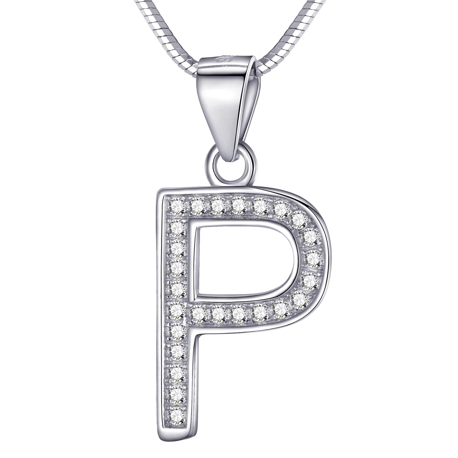 Morella Women's Letter Necklace Necklace and Pendant Letter P - 925 Sterling Silver Rhodium Plated – 45 cm Long — image 1
