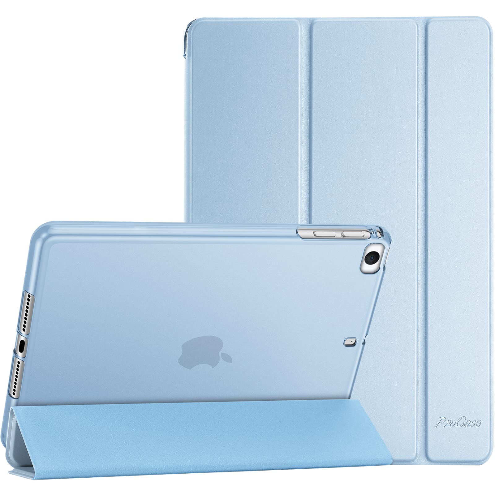 Procase Soft TPU Case for iPad Mini 1 2 3 4 5, Slim Lightweight Tri-fold Flexible Case Smart Protective Folio Cover -Skyblue