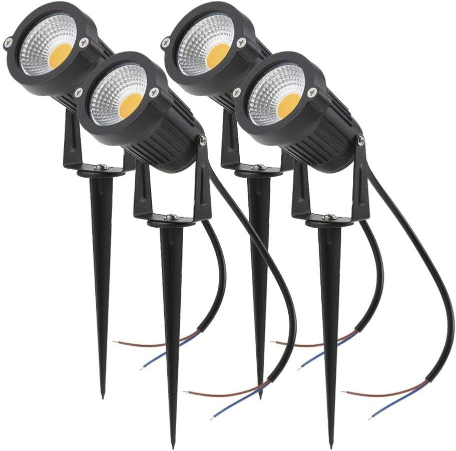 Set of 4 LED Garden Lights Cob 5W 220V Outdoor Spotlight with Spike IP65 Waterproof Garden Landscape Decorative Lamp
