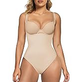 SHAPERX Open Bust Shapewear Tummy Control Bodysuits for Women Seamless Compression High Waisted Body Shaper