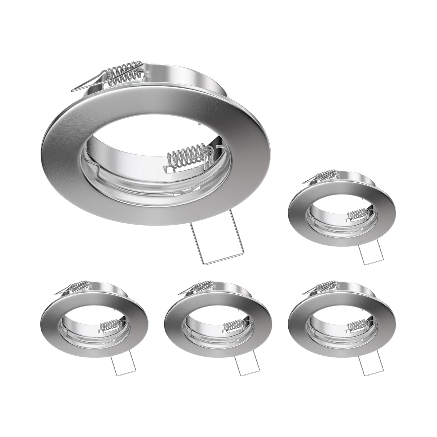 ledscom.de 5 pcs. recessed Ceiling Frame Fere, Round, Stainless Steel matt — image 1