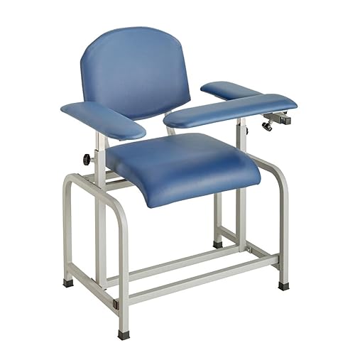 VivaComfort Blue Phlebotomy Chair with Adjustable Armrest, Blood