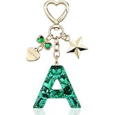 Glitter Initial Letter Keychain Gift for Women Cute Pink Resin Keychains for Bag