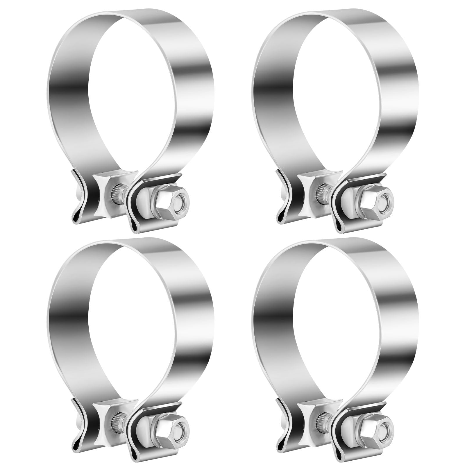 Photo 1 of Datanly 4 Pcs 3 Inch Exhaust Clamp, Narrow Band Muffler Clamp Stainless Steel for Pipes, Mufflers, Converters Exhaust Pipe Catalytic and System Repair