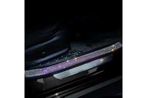 Torcarvh Car Door Sill Protector with Bling Rhinestones 2PCS Edge Guard Scuff Cover Anti-Scratch Strip Sticker for Car 7CM x 60CM (Colorful)