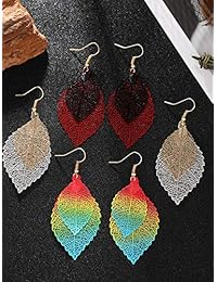 6 pares de pendientes colgantes huecos, pendientes con gancho, pendientes colgantes para mujer y niña.