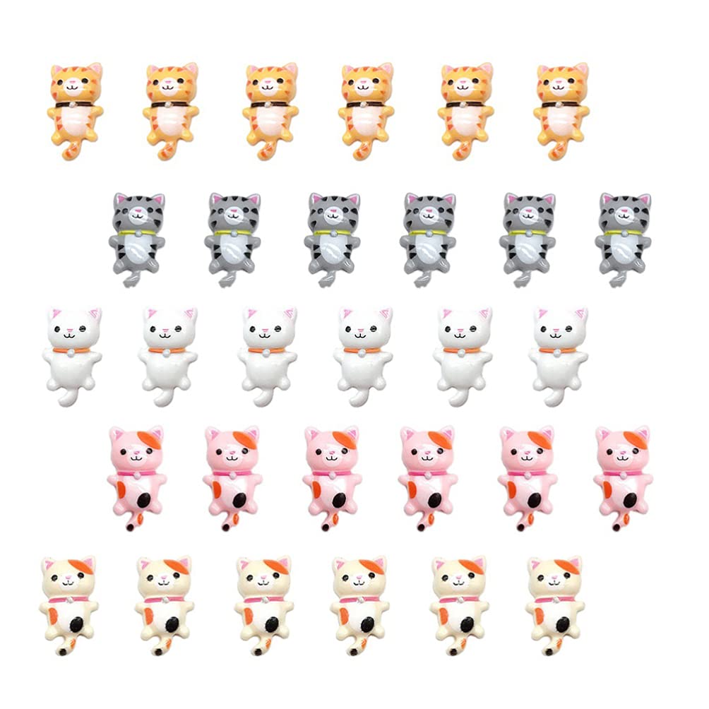 Kisangel Cat Headwear Accessories Resin Flat Back Charms 50 Pieces Miniature Diy Craft Decorations for Party Embellishments