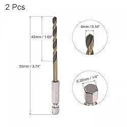 uxcell 2 Pcs High Speed Steel Hex Shank Twist Drill