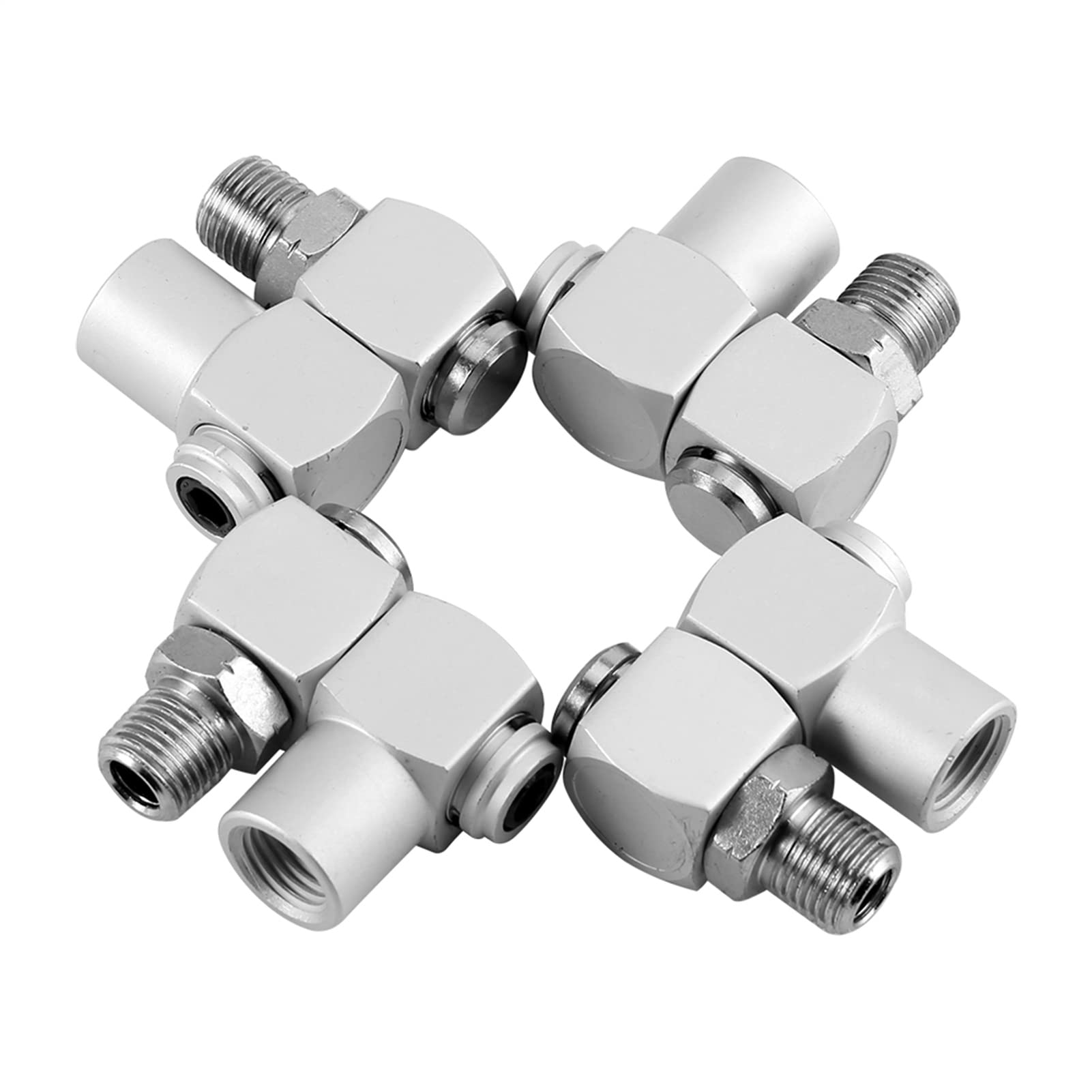 HAOHIZE 0.25 Inch Air Hose Fittings, 4pcs Aluminum 360 Swivel Air Hose Connector Adapter Tool 0.25 Inch Industrial Swivel Air Fittings Swivel Hose Connector