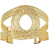 BlingNook Chunky Gold Bracelet For Wemen, Geometric Hollow Braided The Bling Statement Pride Bold Bangles Party Birthday Stack Mother Jewelry Wife Gift