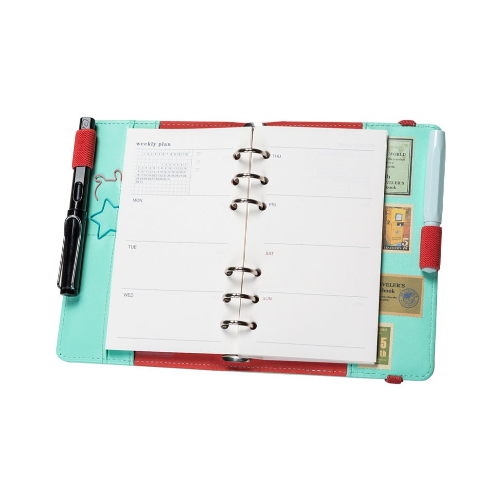 A6, Grün labon's Labons 6 Runden Ring Binder Planer Banded Filofax