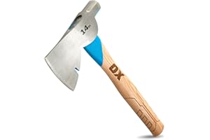 OX Tools Pro 14 Inch Carbon Steel Hatchet, Straight Hickory Handle & Smooth Face Hammer Head OX-P094814