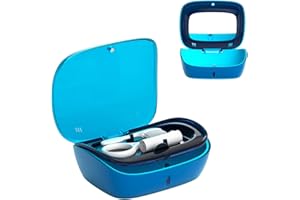 CODCAW Retainer Case with Mirror & Vent Holes, Double-Layer Denture Organizer with Sturdy ABS, Soft Silicone Liner, and Magnetic Lid (Blue)