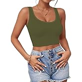 Crop Tops for Women, U Neck Tank Tops, Sleeveless Basic Cropped Racerback Going Out Tops Athletic Sports Shirts