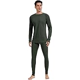 woolcano Men's 100% Merino Wool Base Layer Sets Lightweight Active Base Layer for Ski