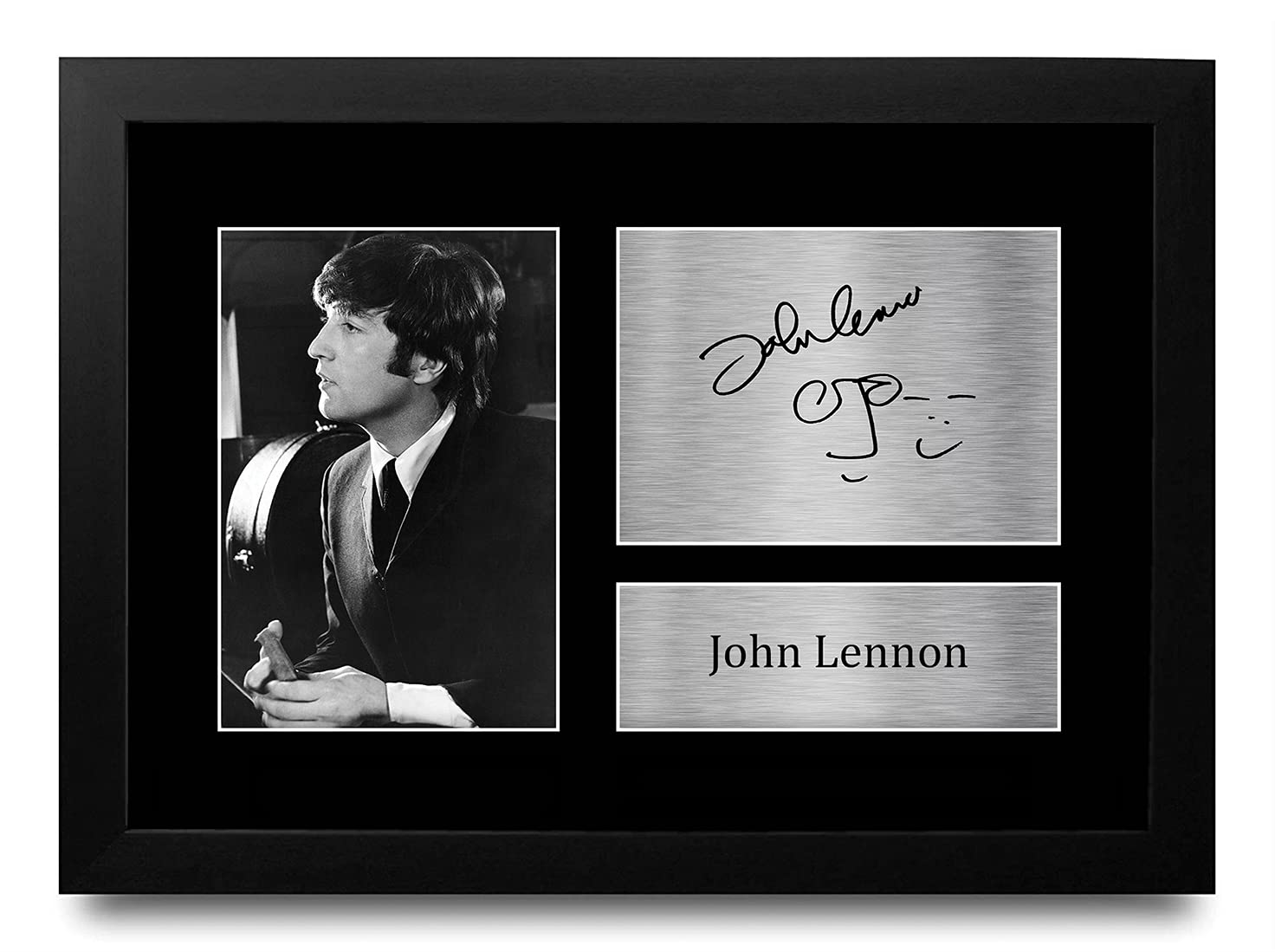 HWC Trading FR John Lennon Beatles Gifts Printed Signed Autograph Picture for Music Memorabilia Fans - A4 Framed