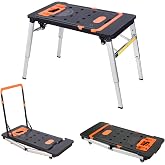 LEADALLWAY 7-in-1 Multi-Function Adjustable Work Bench with 4 Wheels Tool Storage, 330Lbs Capacity