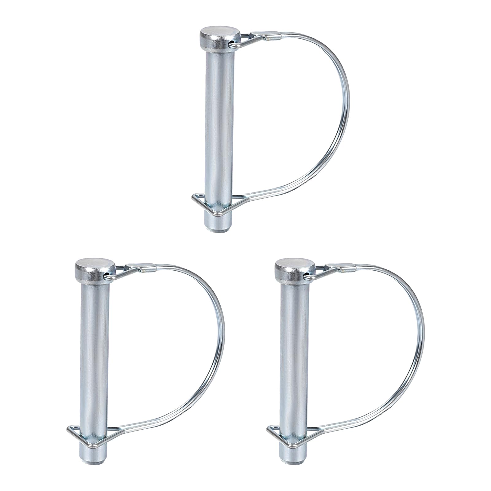 DTGN 12mm x 80mm (DxL) Shaft Locking Pin - 3Pack - Good for Farm Trailers Lawn - Carbon Steel Round Trailer Coupler Pin - Silver Tone