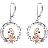 Fox Earrings for Women 925 Sterling Silver Fox Oil Drop Leverback Earrings Jewelry Gift
