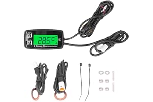 Engine Temperature Gauge, Dual Channel LCD Thermometer Digital Display Engine Temp Gauge Meter IP67 Waterproof Green Backligh