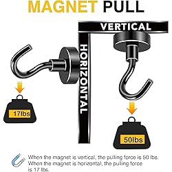 DIYMAG Black Magnetic Hooks, 50 LB Heavy Duty