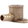 SharkBite 1/2 PEX Pipe x 1/2 Inch FNPT Crimp 90 Degree Drop Ear Elbow, Brass Plumbing Fitting, PEX Pipe, PE-RT, UC334LFA