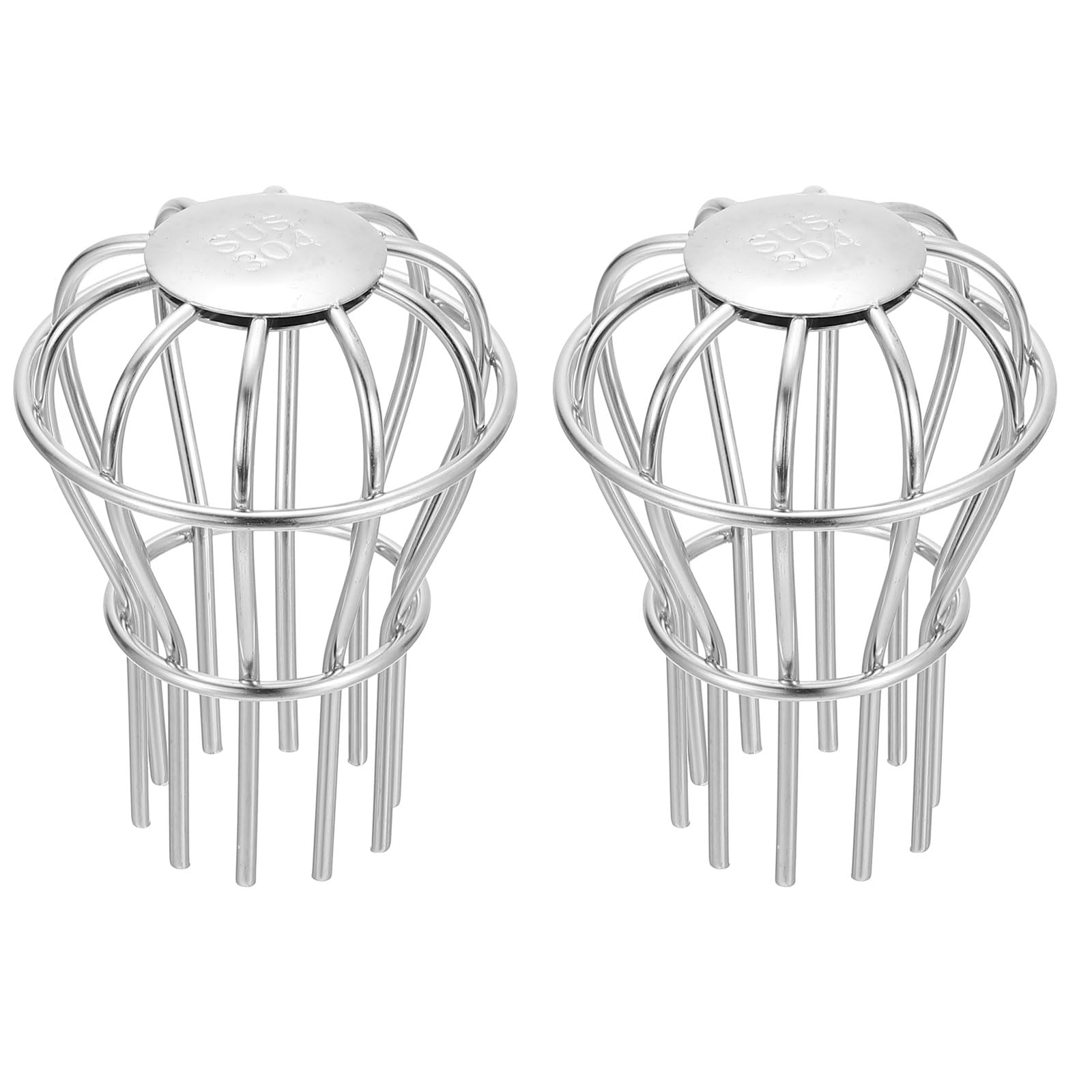 PATIKIL Gutter Guard 2 Inch, 2 Pack 304 Stainless Steel Down Pipe Filter, Anti-Blocking Line Cap Drain Cover Round Downspout Protector for Blockage Leaves Debris