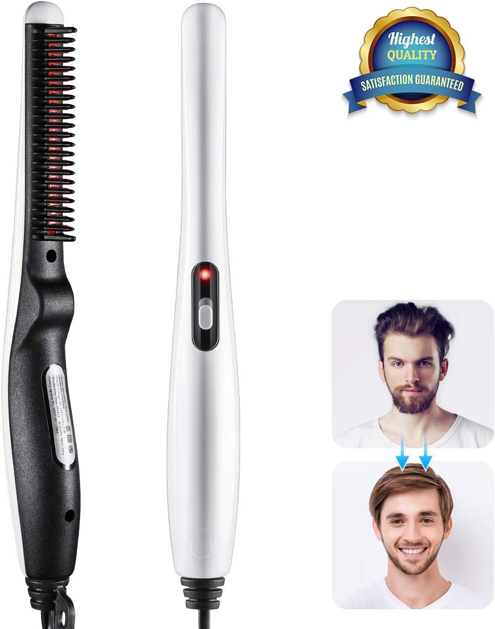LUVINA Electric Beard Sideburns Moustache Straightener and Hair Styler Comb for Men (Multicolour)