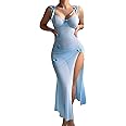 Foxiny Sexy Butterfly Split Leg Underwire Sheer Mesh Maxi Lingerie Dress with Thong 2 Piece Set