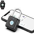 Fingerprint Padlock eLinkSmart Gym Locker Lock for Boys with Phone App iOS Watch Metal Keyless Combination Locks for School Sports Locker Toolbox Hasp Storage Obsidian Black