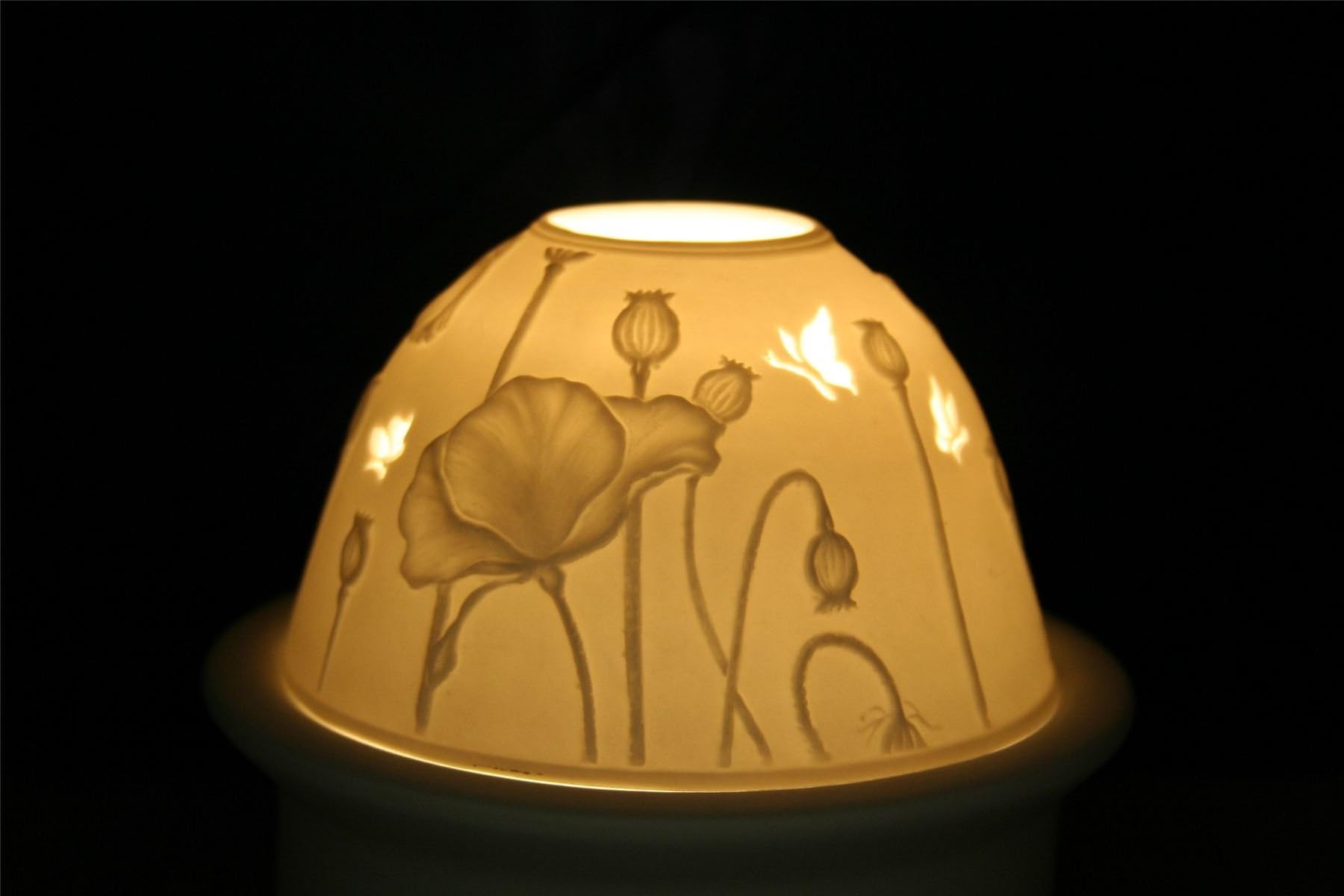 Hellmann Versand Starlight Tealight Lithophane Candle Holder, Poppies 339