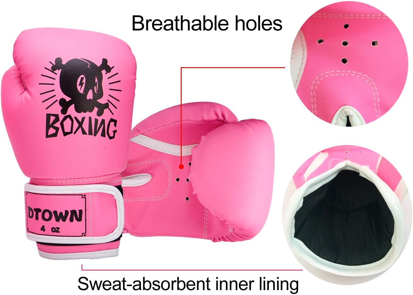 Dtown Kids Boxing Gloves 4oz 6oz Training Gloves for Toddler and Youth Age 3 to 11 Years PU Leather : Sports & Outdoors