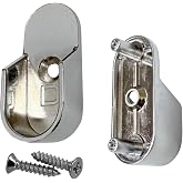 Oval Closet Rod End Brackets w/Rear Facing 5mm Pins | 15mm x 30mm | Polished Chrome | 1 Pair
