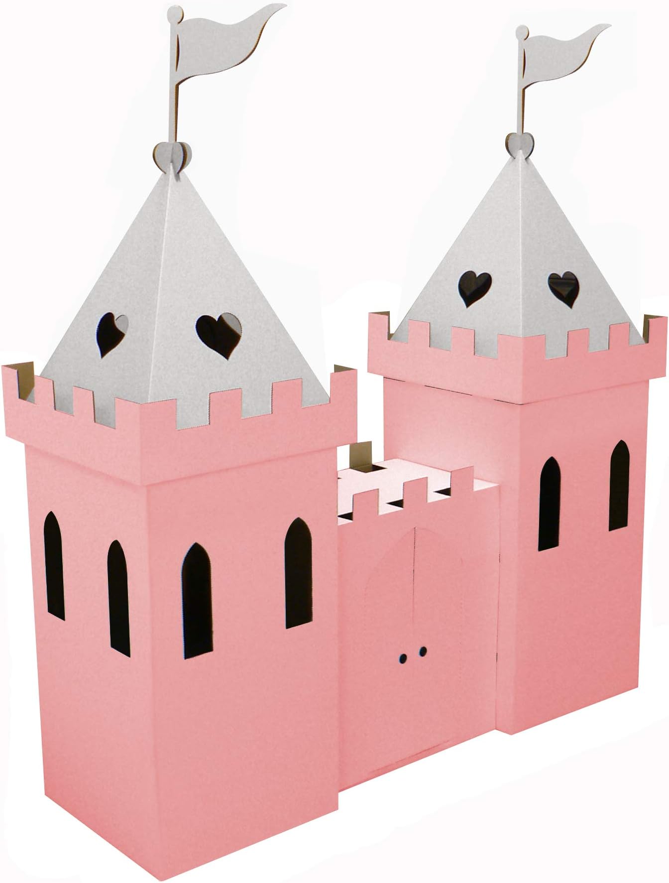 Kid-Eco Cardboard Princess Castle Playhouse (Pink & Silver)