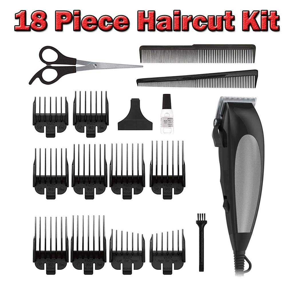18 Piece Haircutting Hair Cutting Clipper Kit Trimmer Men
