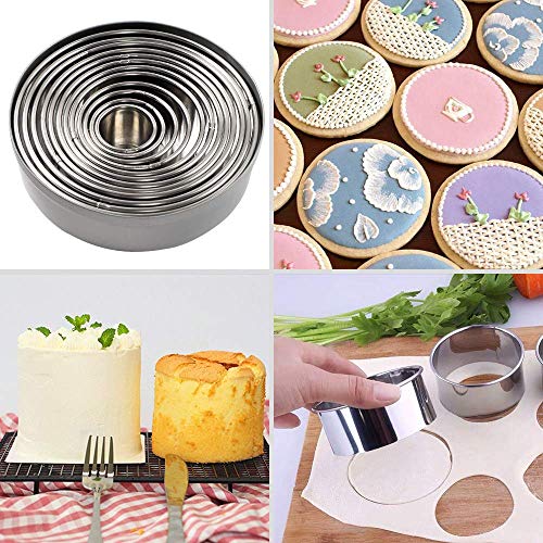 BAKHUK 12 Round Biscuit Cutters Set, with 1 Pastry Blender, Circle Stainless Steel Cookie Cutters - Thumbnail 4
