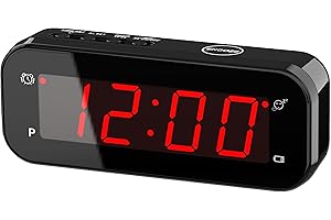 2 in 1 Alarm Clock & Indoor Thermometer, Alarm Clock, Temperature Display, 12/24Hr, °C / °F, Adjustable Brightness, Auto Nigh