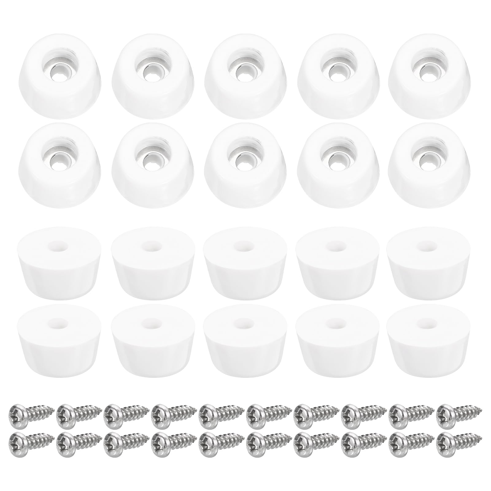 uxcell 20Pcs Rubber Bumper Feet, 8mm H x 15mm W Round Pads with Stainless Steel Washer and Screws for Furniture, Appliances, Electronics