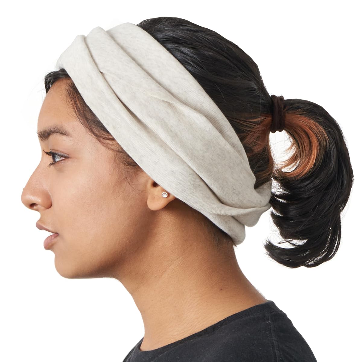 Casualbox Unisex Headband Neck Warmer 100% ORGANIC Cotton Made In JAPAN Scarf Cream(Size: One Size)
