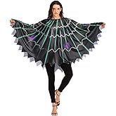 ReneeCho Women’s Web Poncho Bat Vampire Halloween Costume Adults Spider Black Cosplay Dress up Cape Plus Size