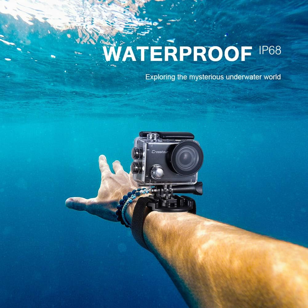 Crosstour Action Camera 4K Wifi Underwater 30M with Remote Control IP68