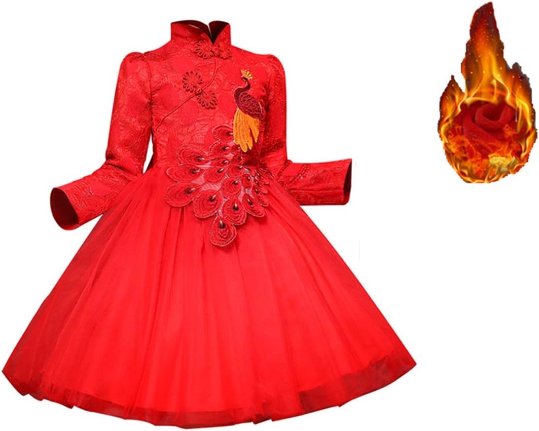 Face Dream Girls Chinese Cheongsam Tutu Dresses Retro Embroidery Princess Dresses 3-12T