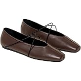 Yellhum Criss Cross Strap Ballet Flats for Women Square Toe Mary Jane Flats Shoes Comfortable Slip On Ballerina Shoes