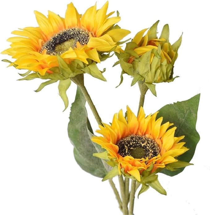 Htmeing Artificial Sunflowers Silk Flowers Fake Branches